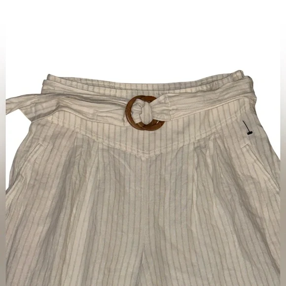 Anthropologie Palm Beach Belted Pants linen wide leg crop - Picture 3 of 6